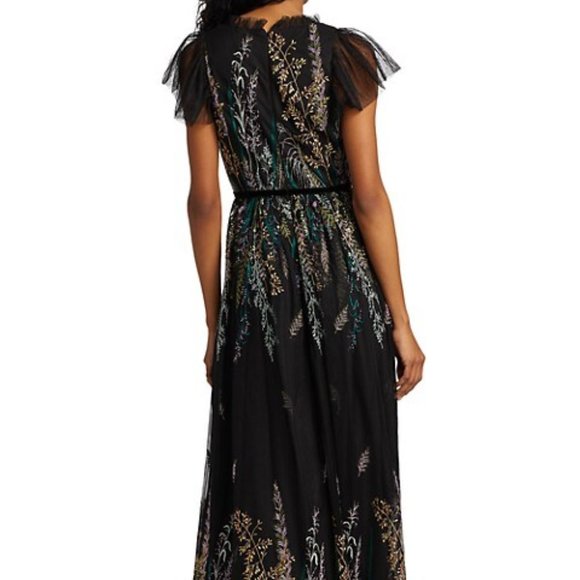 ML Monique Lhullier Beaded and Embroidered Short Sleeve Gown - Picture 2 of 3